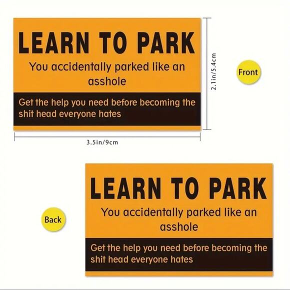 Pack of 50 Learn To Park Sarcastic Card - Picture 3 of 4